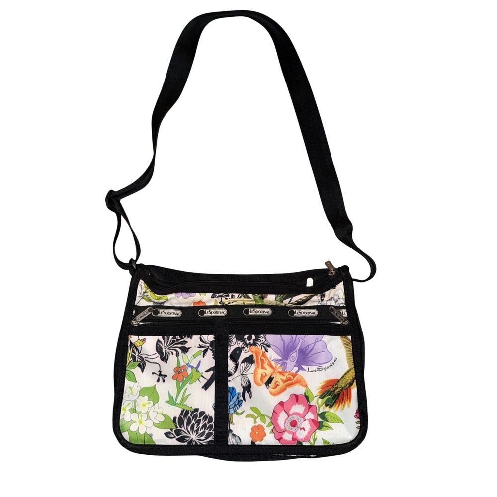 LeSportsac Deluxe Everyday Bag Floral Butterfly bird Print Crossbody Bag